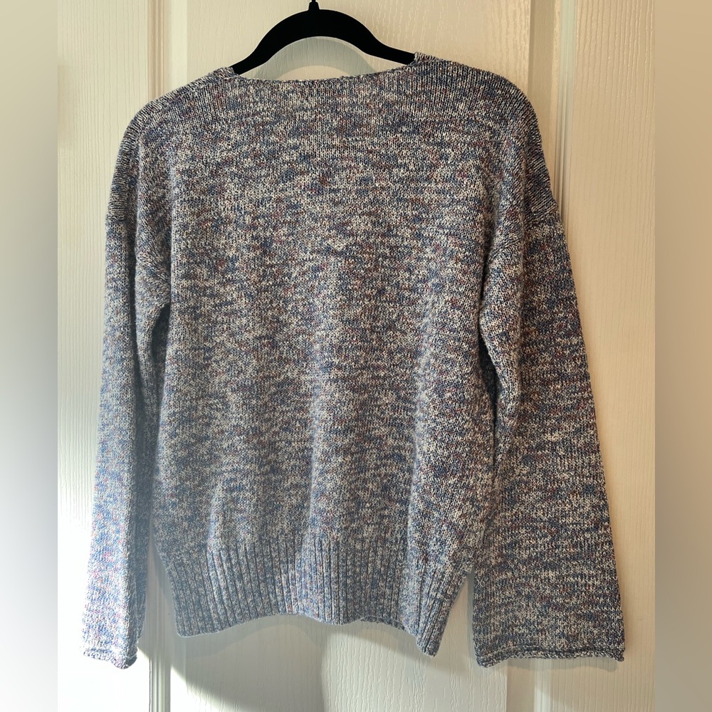 J. Crew Blue V-Neck Sweater with Medium Weight Knit - Picture 2 of 5